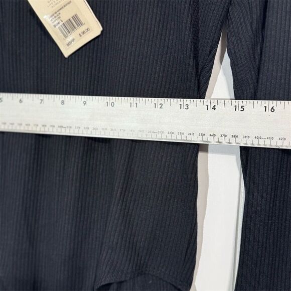 Faherty Legend Rib Bodysuit Black L NWT Clean Girl Minimalist Capsule Stretch - Picture 4 of 9